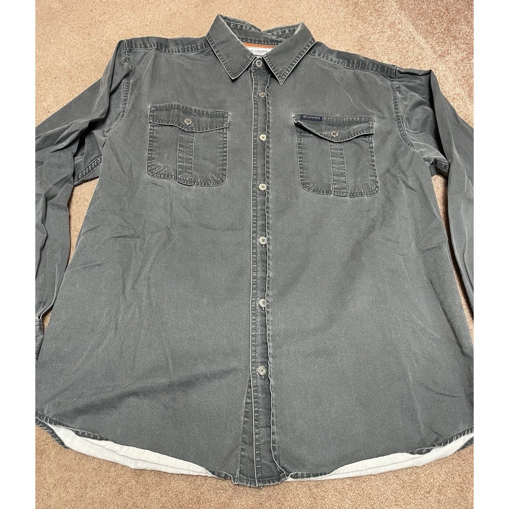 Columbia long sleeve button Up Collar shirt Black LARGE‎ Mens